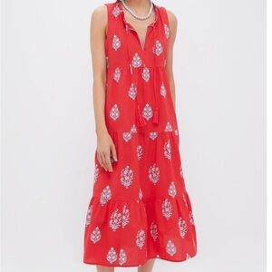 Tuckernuck Blockprint Red Dress Paloma Dress - Size XS